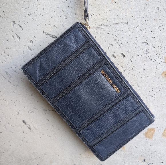 Michael Kors Denim & Leather Wristlet - Picture 7 of 14